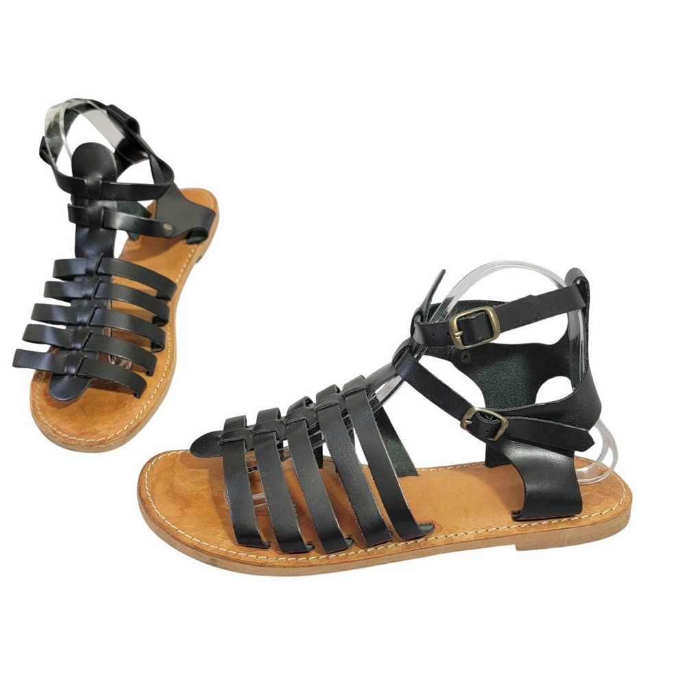 Handmade Greek Leather Gladiator Sandals Black EU 41 US 10 Apokourastos Rhodos